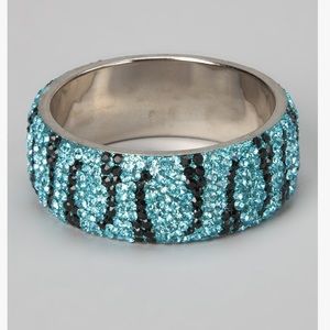 SAACHI- Aziki Light blue and black crystal print bangle bracelet- NWT